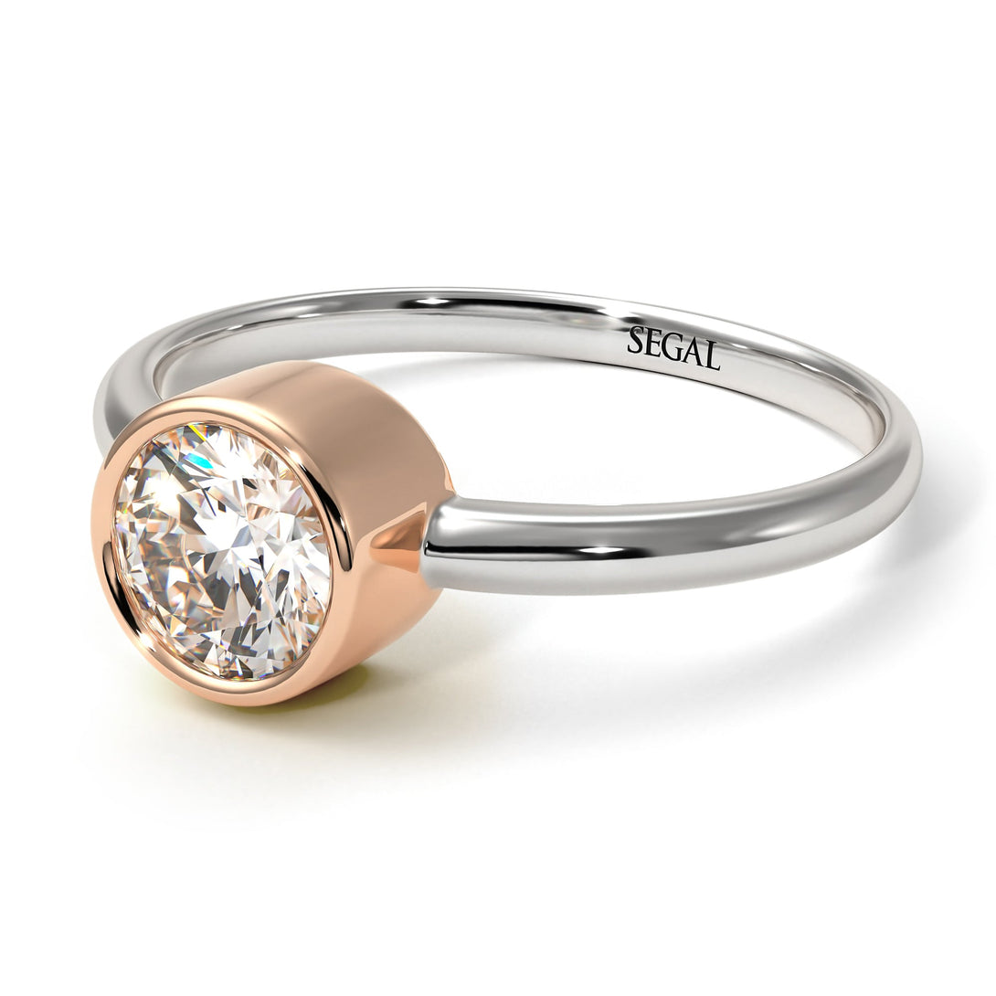 Two Tones Solitaire Bezel Diamond Ring - Emerson No. 18